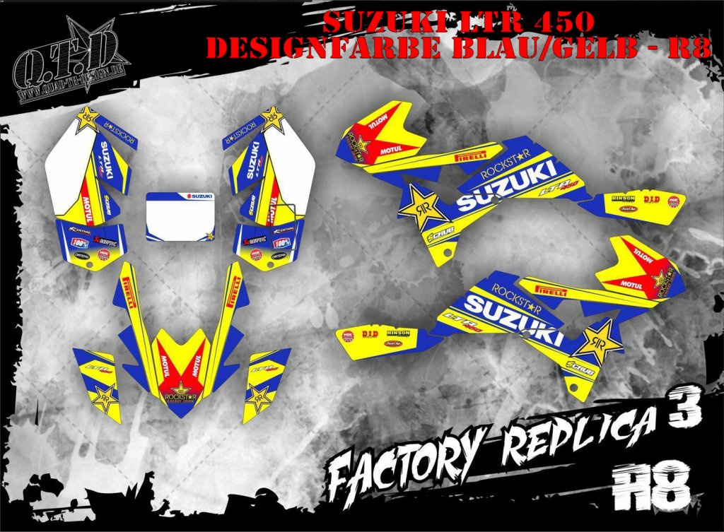 Factory Replica 3 Blau-Gelb für Suzuki LTR 450